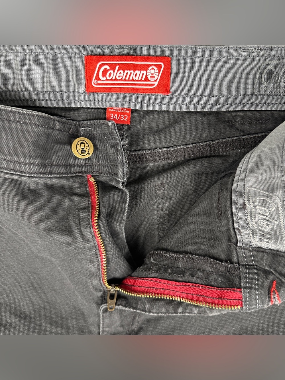Coleman Men's Work Pants 34x32 Black Canvas Straight Leg Outdoor Utility
